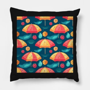 Slice of Summer Umbrella Seamless Pattern Pillow