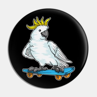 Parrot as Skater on Skateboard Pin