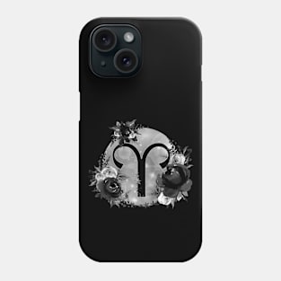 Aries Zodiac Horoscope Gothic Black Floral Monogram Phone Case
