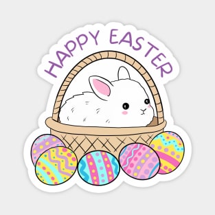 Happy easter a cute bunny in a basket Magnet