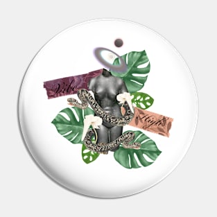 Vibe high Greek  stone and nature with snakes and trippy flower 2 matte gray Pin