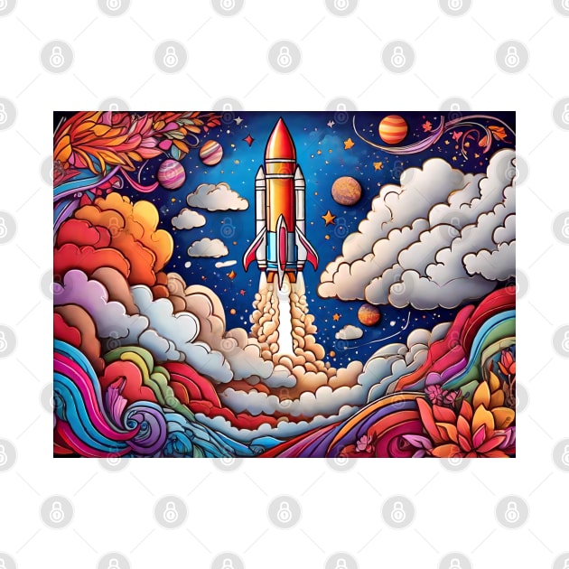 Skyward Sojourn: Coloring the Rocket's Journey (141) by WASjourney