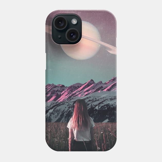 Saturn Moon - Space Aesthetic, Retro Futurism, Sci Fi Phone Case by jessgaspar