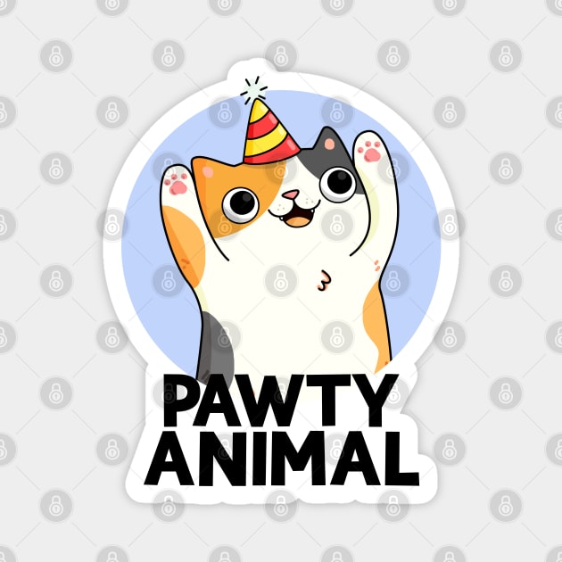 Pawty Animal Cute Party Animal Cat Pun Magnet by punnybone