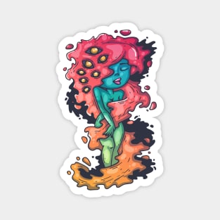 Cute and sweet magic Dryad with fire hair Magnet