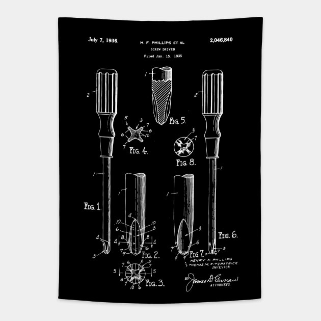 Screw Driver patent 1936 carpenter gift Tapestry by Anodyle