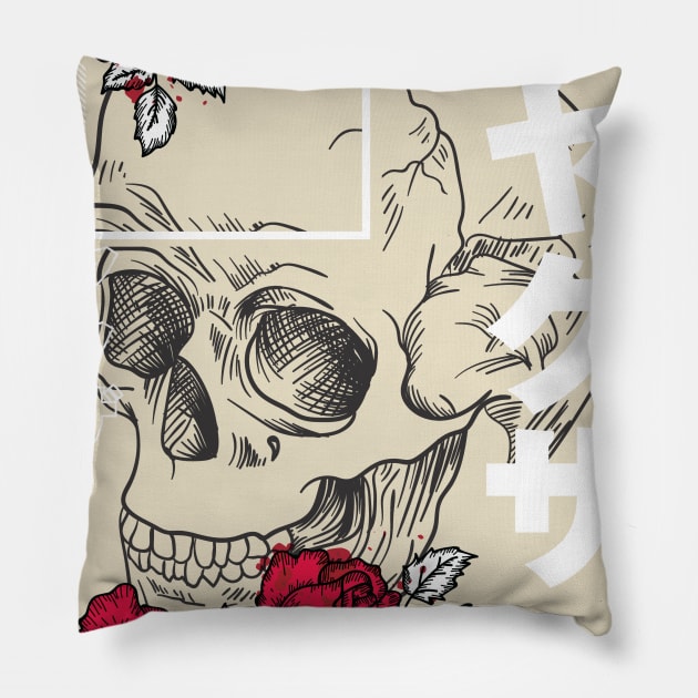 Abstract Skull with Flowers Desgin Pillow by LR_Collections