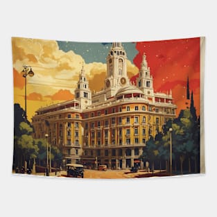 Madrid Spain Starry Night Travel Tourism Retro Vintage Tapestry
