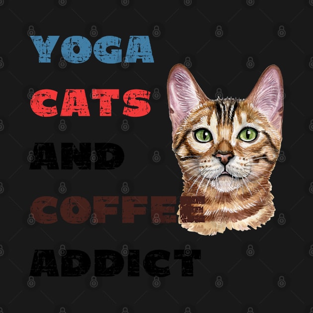 Yoga cats and coffee addict funny quote for yogi by Red Yoga