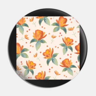 Cream, teal and burnt sienna watercolor florals and leaves Pin