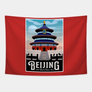 Beijing China Vintage Travel and Tourism Print Tapestry