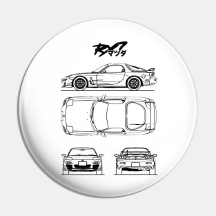 RX-7 Blueprint. Mazda RX-7 Line Art Pin