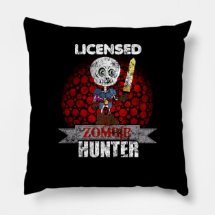 Vintage Licensed Zombie Hunter Skeleton Halloween Pillow