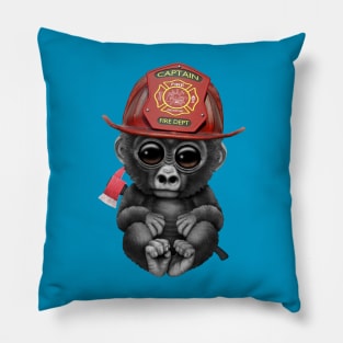 Cute Baby Gorilla Firefighter Pillow