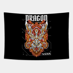 Dragon Mecha Red Tapestry