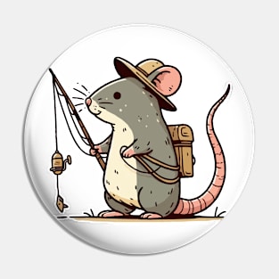 cute rat fishing with fishing rod Pin