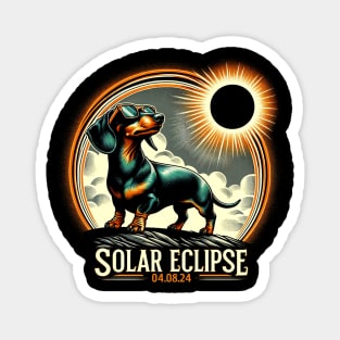 Dazzling Dachshund Eclipse: Unique Tee with Adorable Long-Haired Dachshunds Magnet