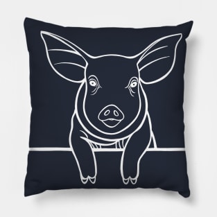 Cute Pig drawing with big ears - farm animal design Pillow