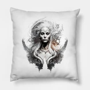 Woman Beauty Portrait Fantasy Painting Wild Life Adventure Pillow