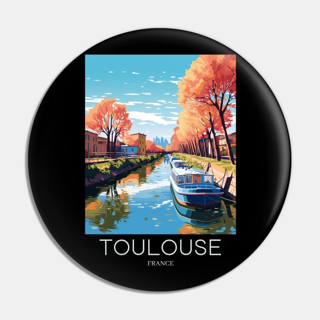 A Pop Art Travel Print of Toulouse - France Pin by Studio Red Koala