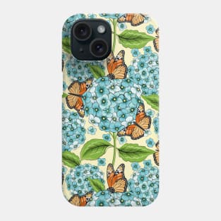 Blue Hydrangea And Butterflies Pattern Phone Case
