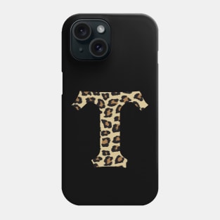 Letter T Leopard Cheetah Monogram Initial Phone Case