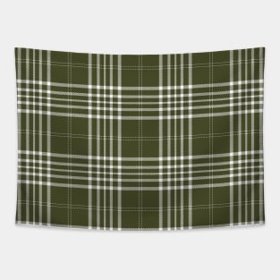 Sage Green and White Tartan Plaid Pattern Tapestry