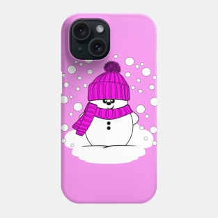 Cheeky Christmas Snowman with Pink Hat and Scarf Phone Case