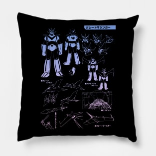 Mazinger Z blueprint aesthetic gradient Pillow