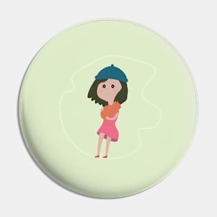 Girl with cat Pin