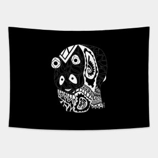 black panda bear in ecopop mexican floral pattern art Tapestry