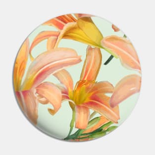 Tiger Lilies on Pale Green Pin