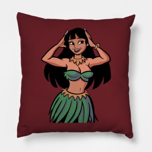 Hawaiian Hula Dancer Cartoon Pillow