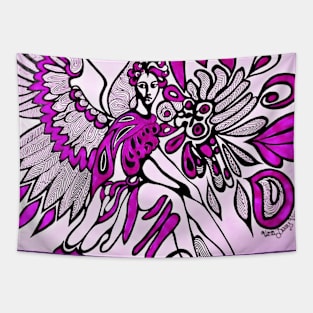 Purple Angel Drawing Tapestry