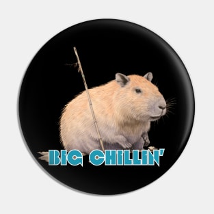 Big Chillin Capybara Cute Meme Viral Japanese Art Style Ukiyoe Retro Pin