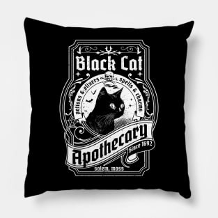 Black Cat Apothecary - Salem 1692 Retro Vintage Halloween Pillow