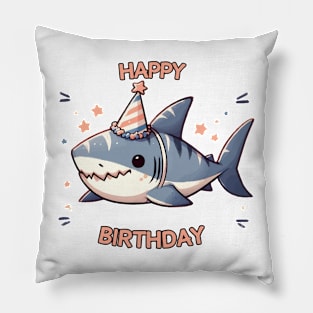 Kawaii Happy Birthday Baby Shark Party Pillow