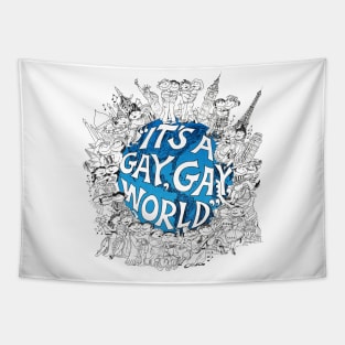 It's A Gay Gay World Vintage LGBT Retro LA Tapestry