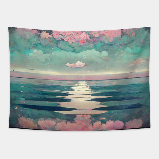 Mirror in calm seas Tapestry by AmazinfArt