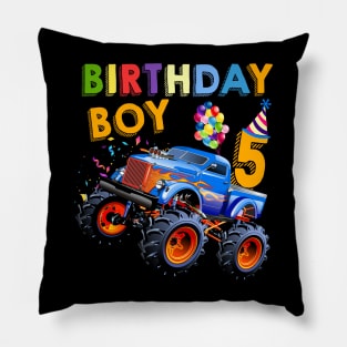 5th Birthday Boy Blaze 5 Year Old Monster Truck Pillow