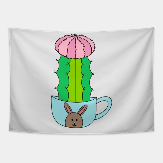 Cute Cactus Design #188: Hybrid Cactus In Cute Bunny Mug Tapestry by DreamCactus