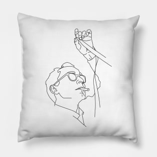 Jean-Luc Godard minimal line drawing Pillow