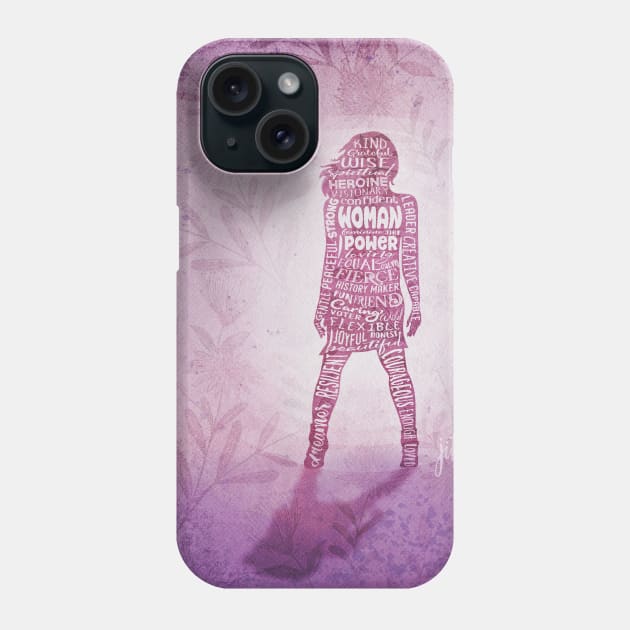 Woman Power Superhero Floral Phone Case by Jitterfly