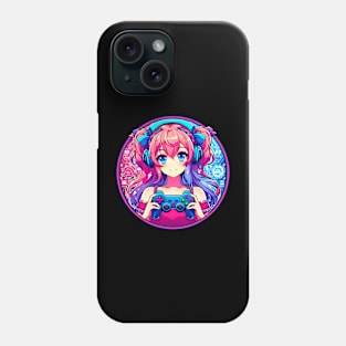 Pink neon bright gamer girl Phone Case