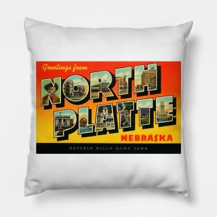 Greetings from North Platte, Nebraska - Vintage Large Letter Postcard Pillow