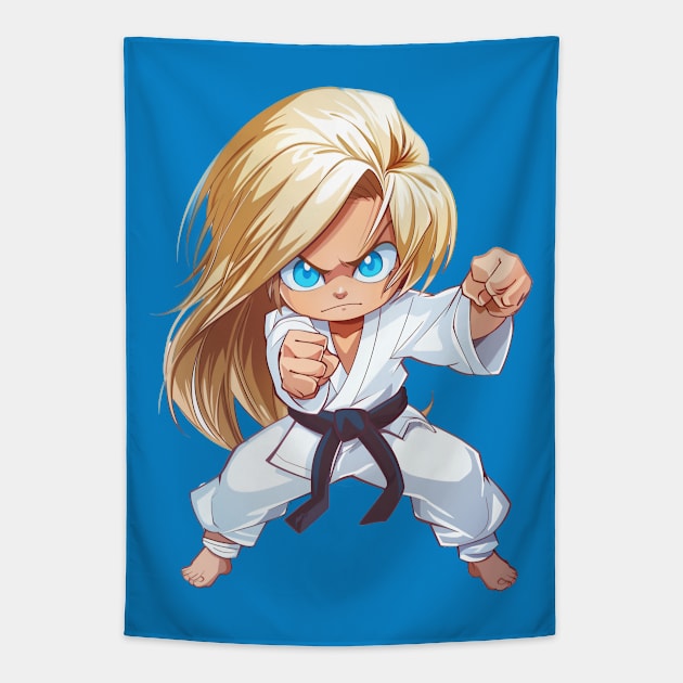 Karate Chibi Girl Tapestry by JunkyDotCom