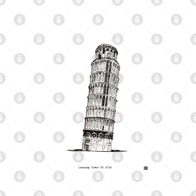 Leaning Tower of PISA Italy Pen And Ink Illustration by Wall-Art-Sketch