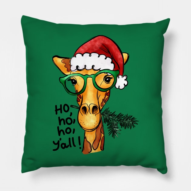 Christmas Giraffe Pillow by Pop Cult Store