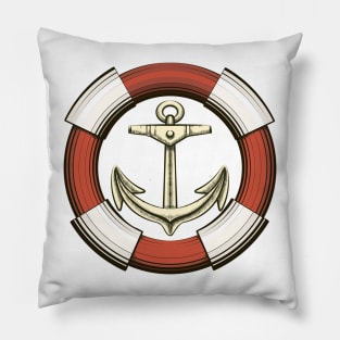 Anchor and Lifebuoy in retro style. Pillow