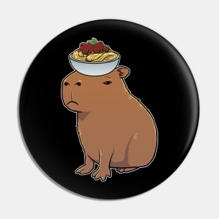 Capybara with Spaghetti and Meatballs on its head Pin